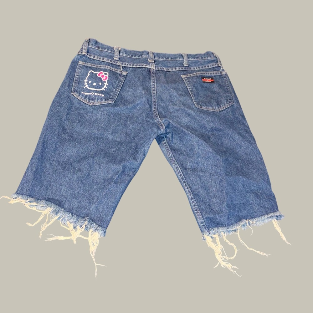 Bulwark FR Hello Kitty Denim Shorts Mens 36 Flame Resistant Cut‎ Off Blue Jorts